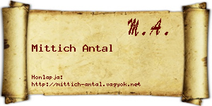 Mittich Antal névjegykártya